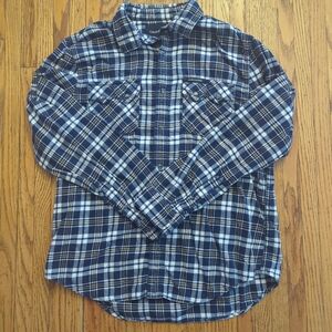 Calvin Klein Jeans Plaid 100% Cotton Flannel Western Shirt Snap Buttons Large